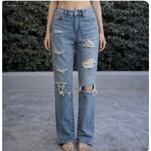 PacSun Pacific Sunwear Mom Jeans Destroyed Blue Denim Grunge Women's 24
